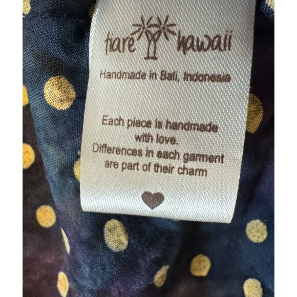 Tiare Hawaii Dress S M L O/S Green Blue Tan Smocked Ruffle Flowy Washable NEW - Picture 8 of 13